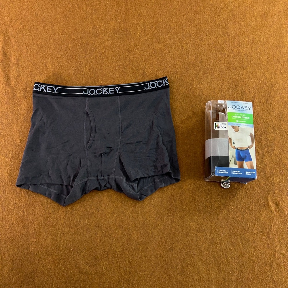 Jockey Mens Large Multi-Color Cotton Blend 5" Inseam Boxer Briefs 3 Pack NWT